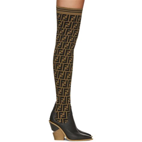 fendi black cowboy boots|fendi knee high sock boots.